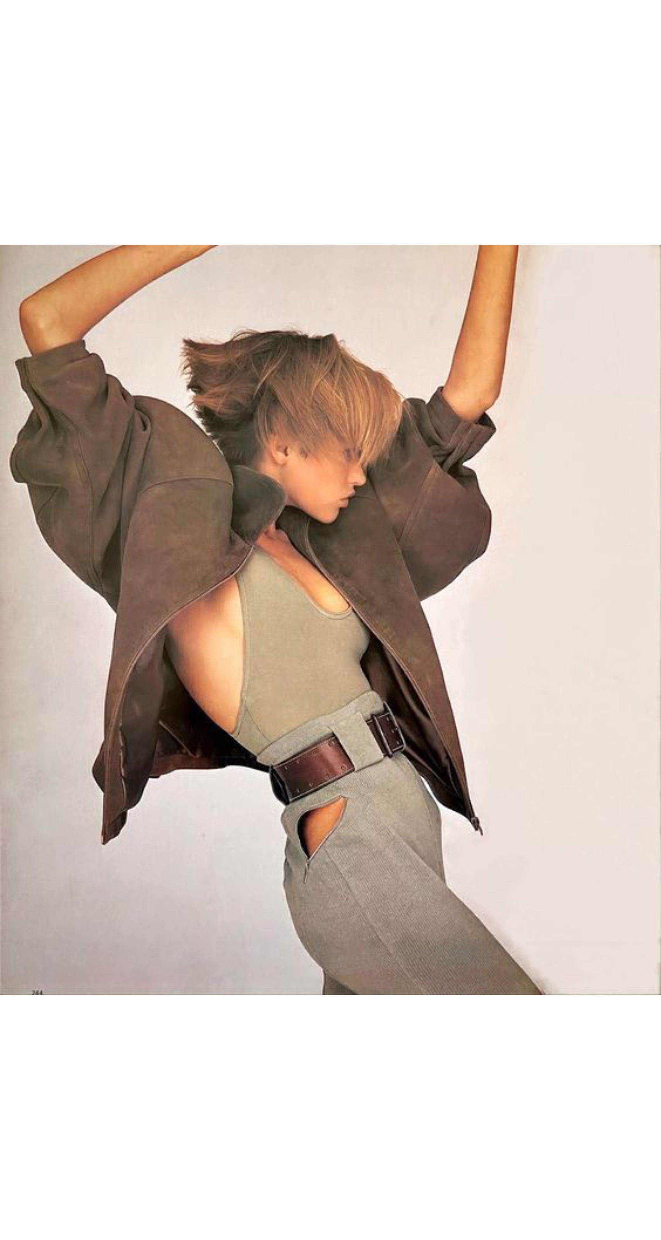 Azzedine Alaïa 1985 S/S Beige Cotton Knit Bodycon Zip Skirt