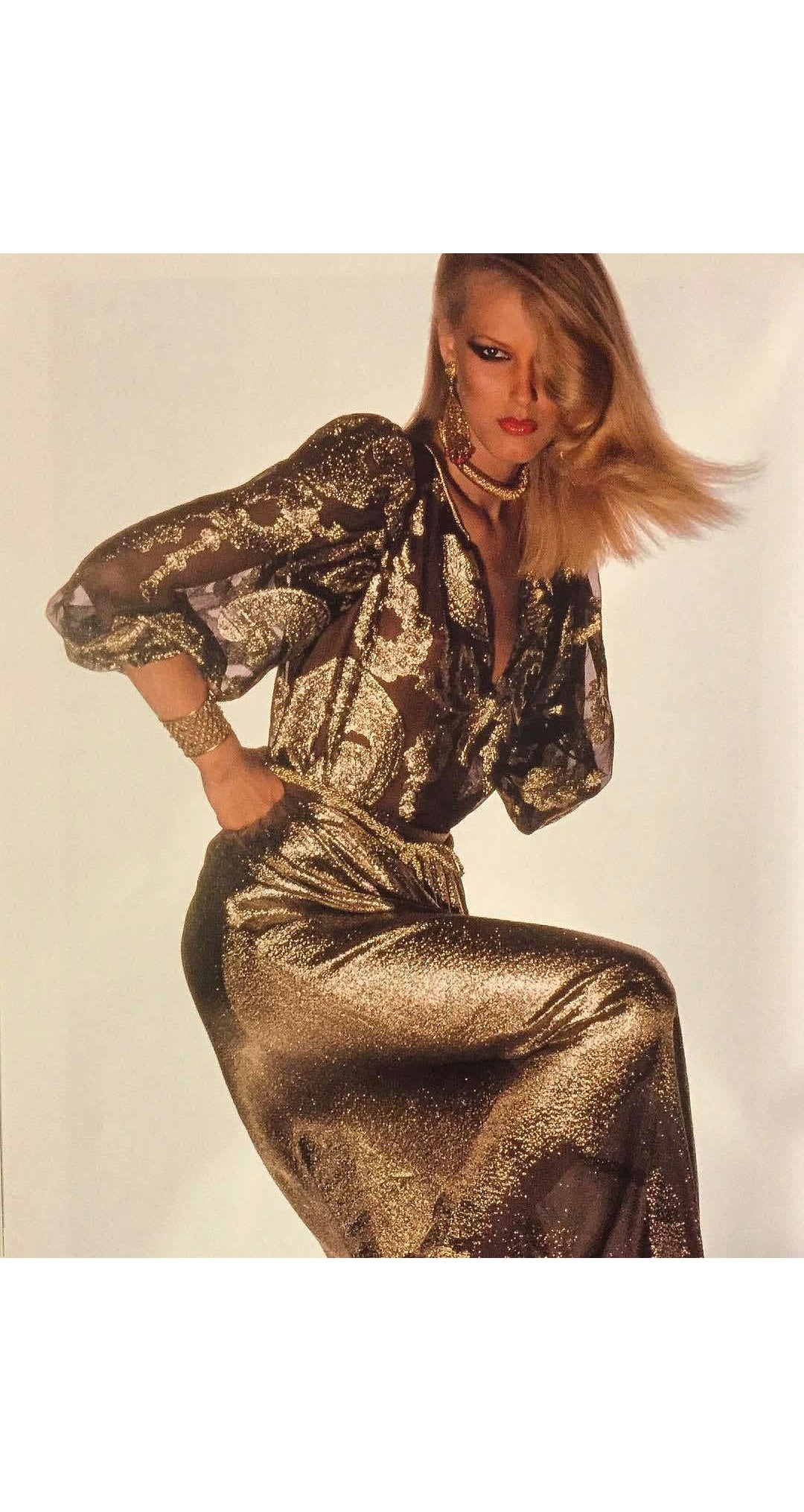 1976-77 F/W Russian Collection Paisley Lurex Orange Silk Blouse