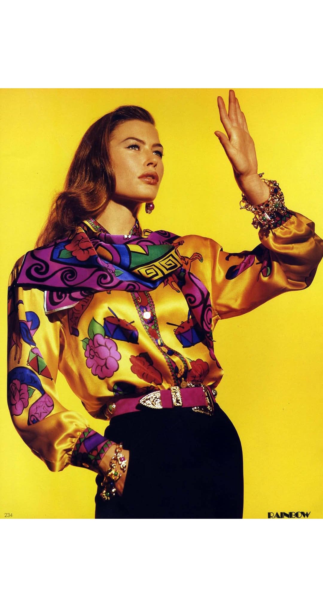 1992 F/W Circus Print Black Silk Button-Up Blouse