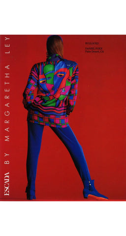 1991 F/W Geometric Face Print Silk Collared Blouse