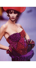 1992-93 F/W Harlequin Sequin & Ribbon Bustier Top