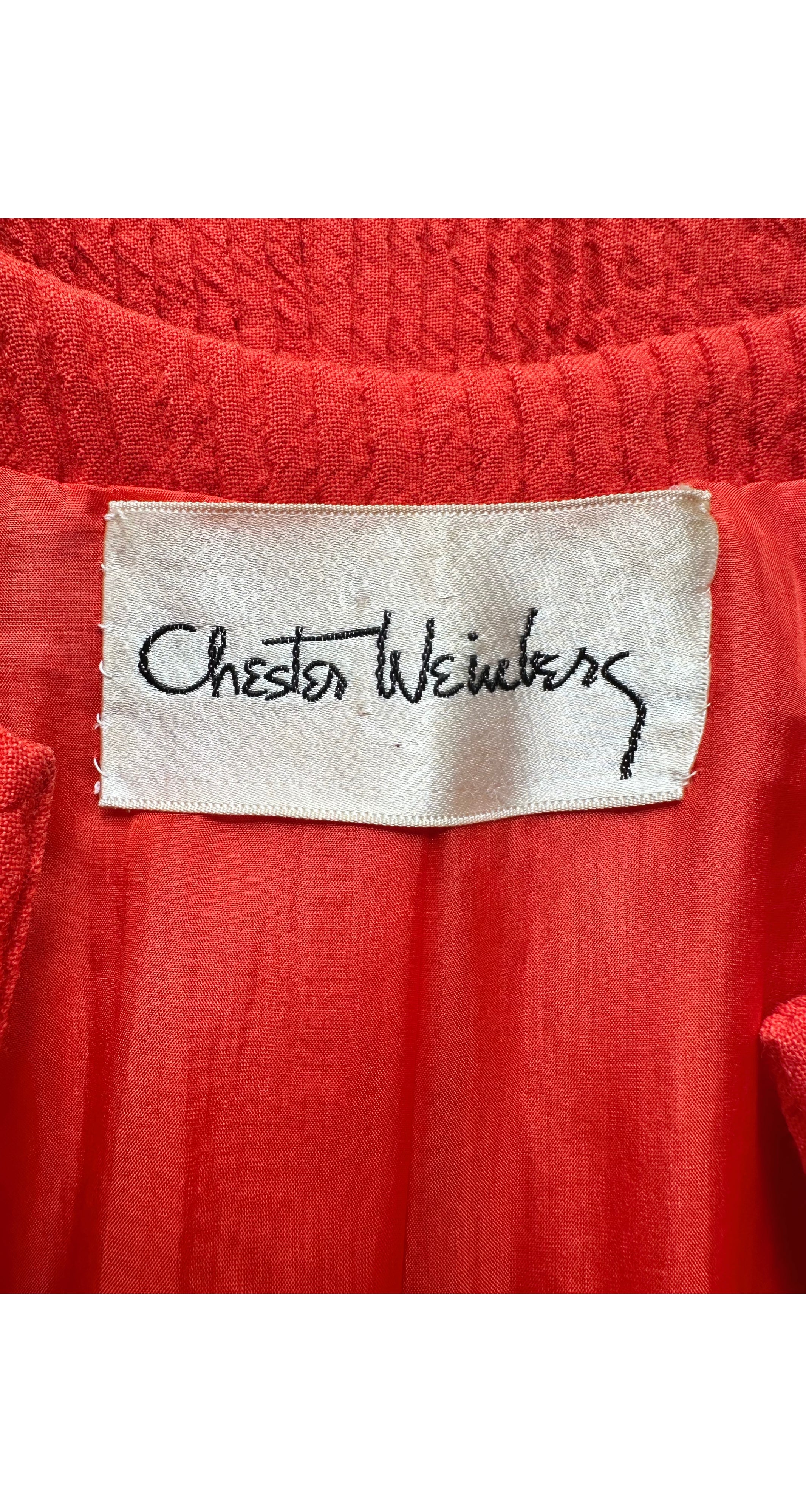 1960s Blood Orange Ribbed Cotton Vest