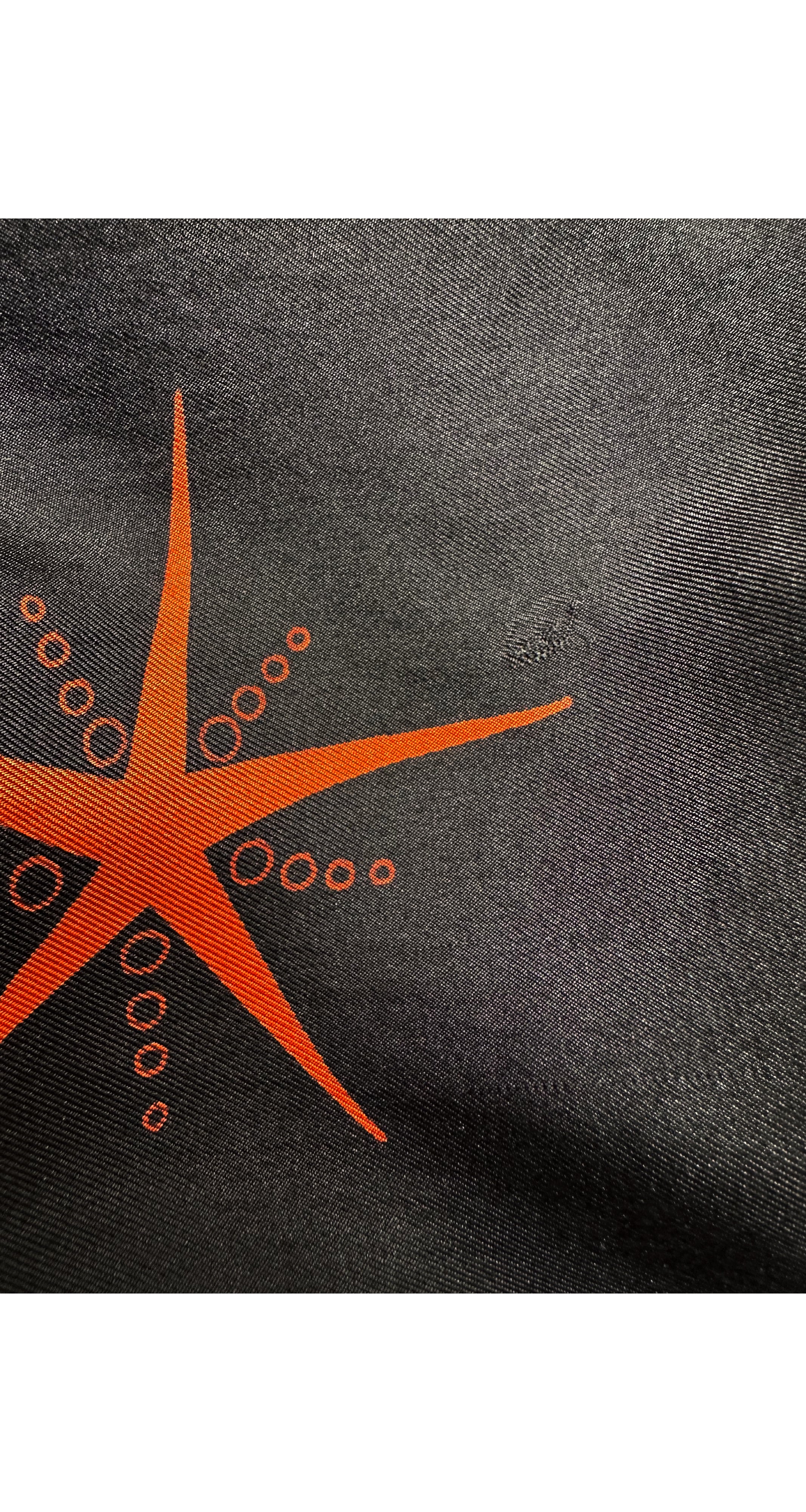 1950s "Le Zodiaque" Orange & Black Silk Twill Scarf