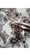 1960s Paisley Print White Trumpet Sleeve Mini Dress