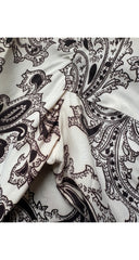 1960s Paisley Print White Trumpet Sleeve Mini Dress