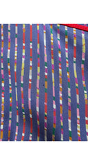 1977 S/S Paisley Blue Silk Balloon Sleeve Bib Dress
