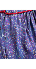 1977 S/S Paisley Blue Silk Balloon Sleeve Bib Dress