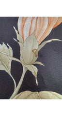 1990s Floral Pastel & Gray Silk Twill Scarf