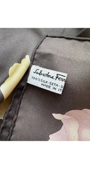 1990s Floral Pastel & Gray Silk Twill Scarf