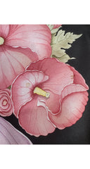 1990s Floral Pastel & Gray Silk Twill Scarf