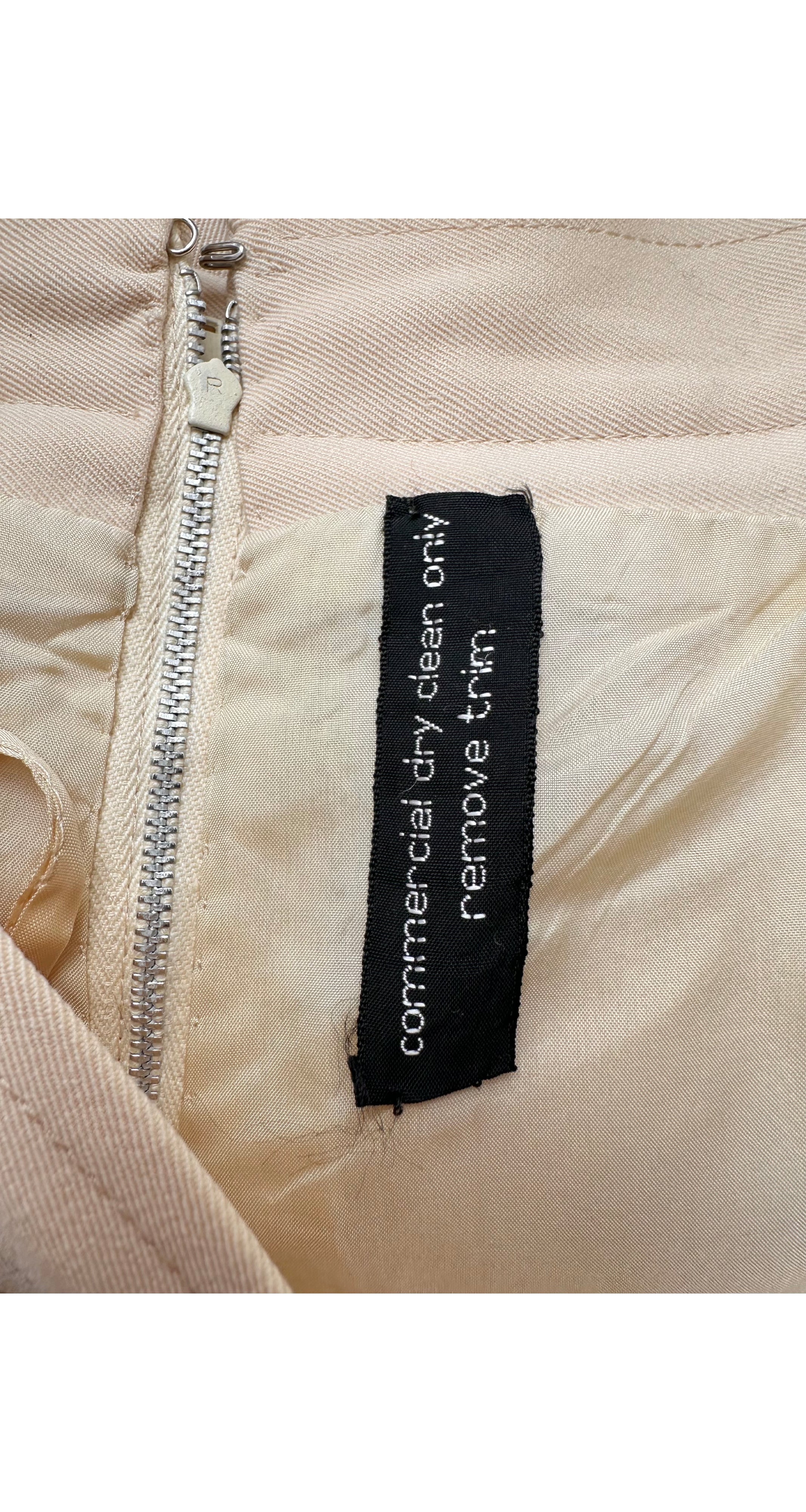 1970s Beige Wool Gabardine Wide-Leg Trousers
