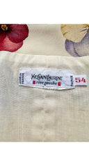 1990s Men's Pansy Print Ivory Silk Waistcoat