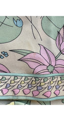 1970s Pastel Floral Berry Print Silk Jersey Maxi Dress