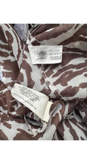 1970s Brown & White Abstract Print Lace Trim Peignoir Set