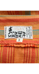 1970s Orange Striped Woven Cotton Caftan Dress