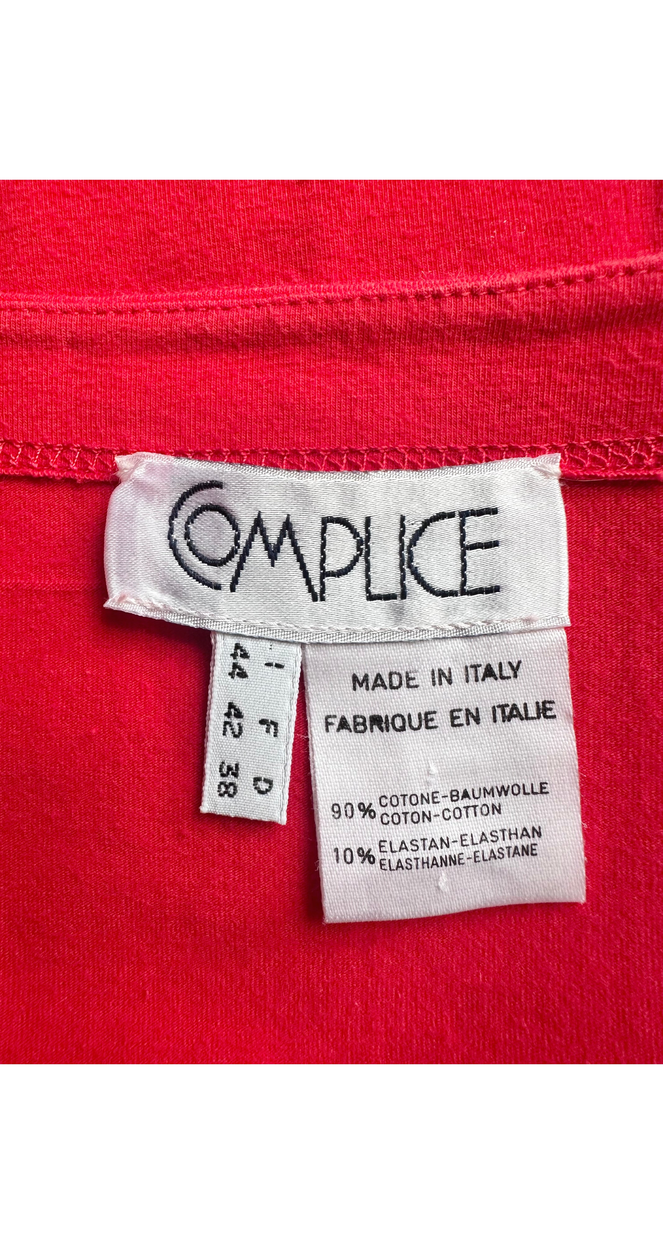 1992 S/S Red Cotton Jersey Long Sleeve Crop Top