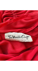 1977-78 F/W Macrame Collar Red Jersey Bishop Sleeve Gown
