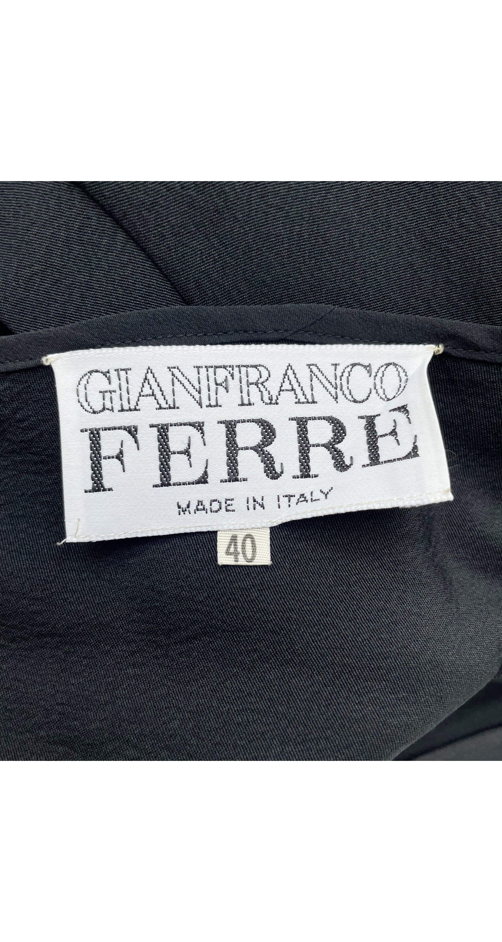 Gianfranco Ferré 1980s Black Silk V-Back Blouson Dress – Featherstone ...