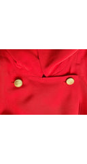 1986 S/S Red Silk Double-Breasted Collared Blouse