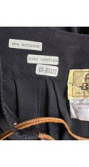 1970s Metallic Leather Trim Black Rayon Jersey Dress
