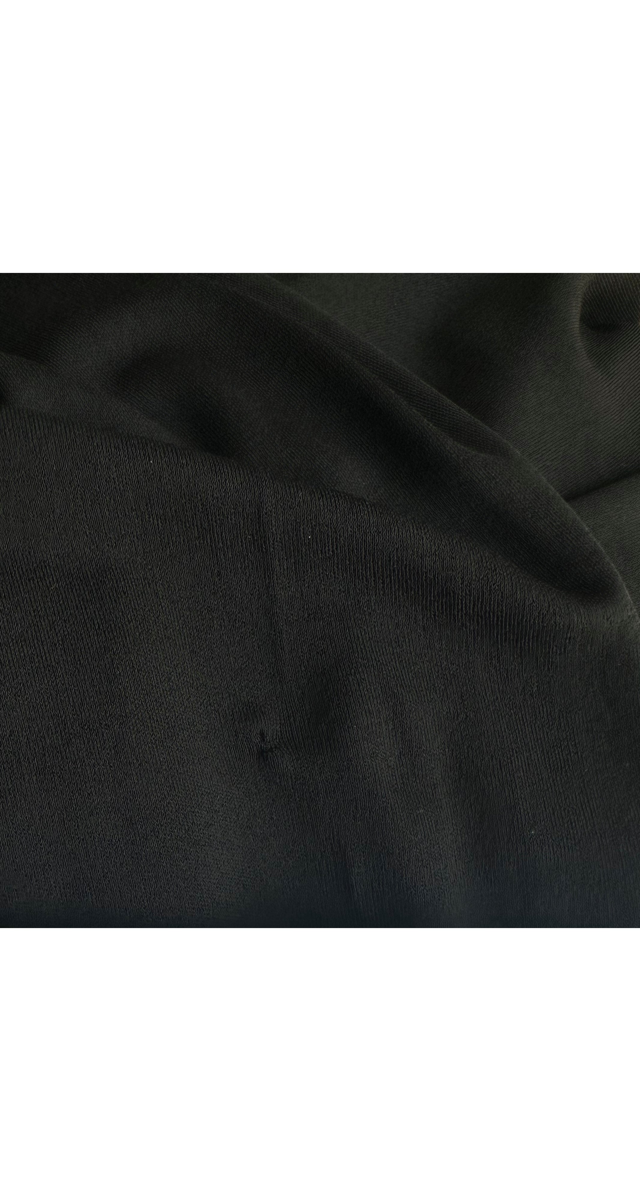 1970s Metallic Leather Trim Black Rayon Jersey Dress