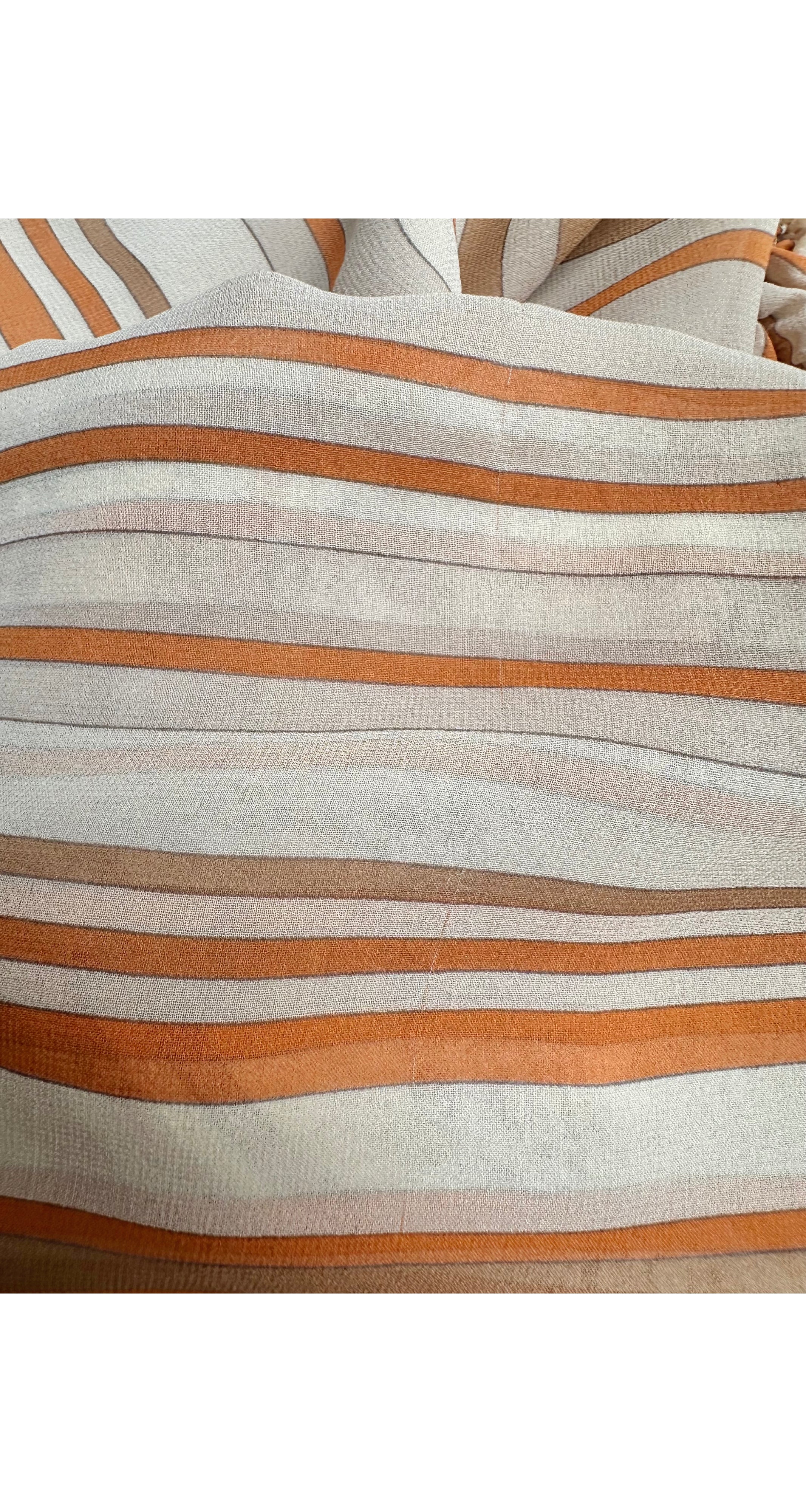 2001 S/S NWT Striped Silk Chiffon Tie-Neck Dress