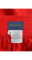 1988 S/S Red Linen Petal Hem High-Waisted Skirt