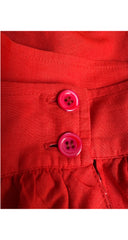 1988 S/S Red Linen Petal Hem High-Waisted Skirt