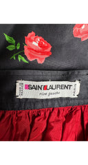 1977 S/S Rose Print Black Polished Cotton Full Skirt