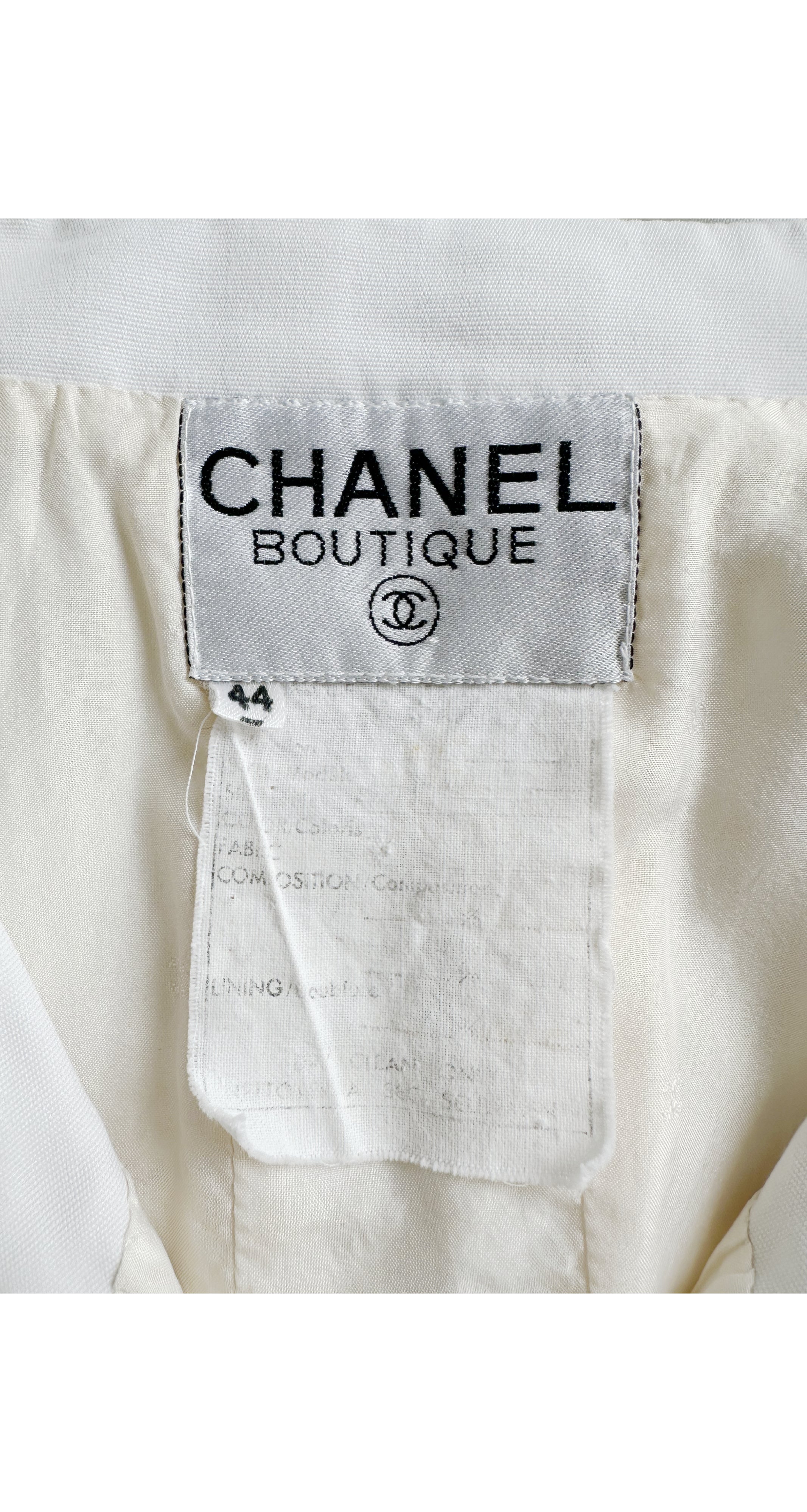 1989 S/S Logo Button White Cotton Pencil Skirt Suit