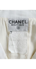 1989 S/S Logo Button White Cotton Pencil Skirt Suit