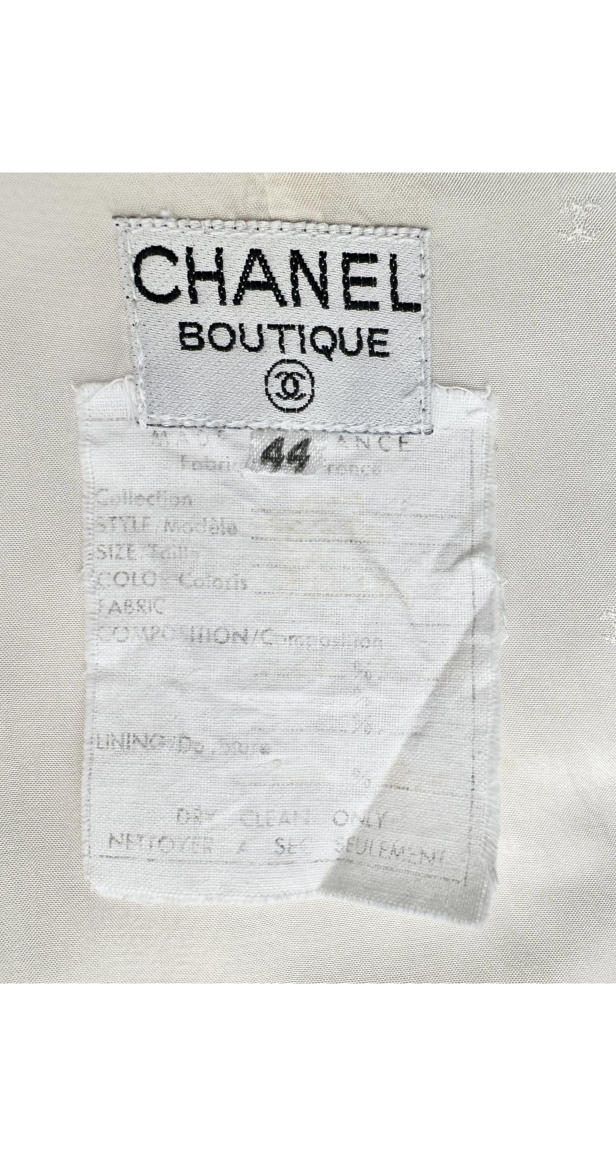 1989 S/S Logo Button White Cotton Pencil Skirt Suit