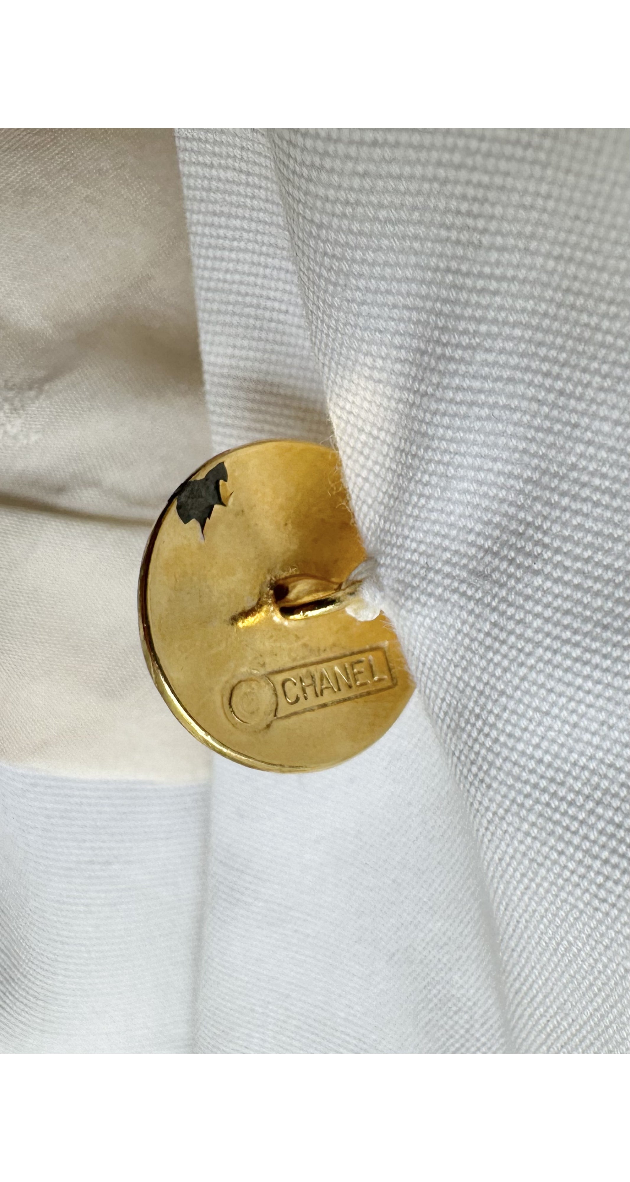 1989 S/S Logo Button White Cotton Pencil Skirt Suit