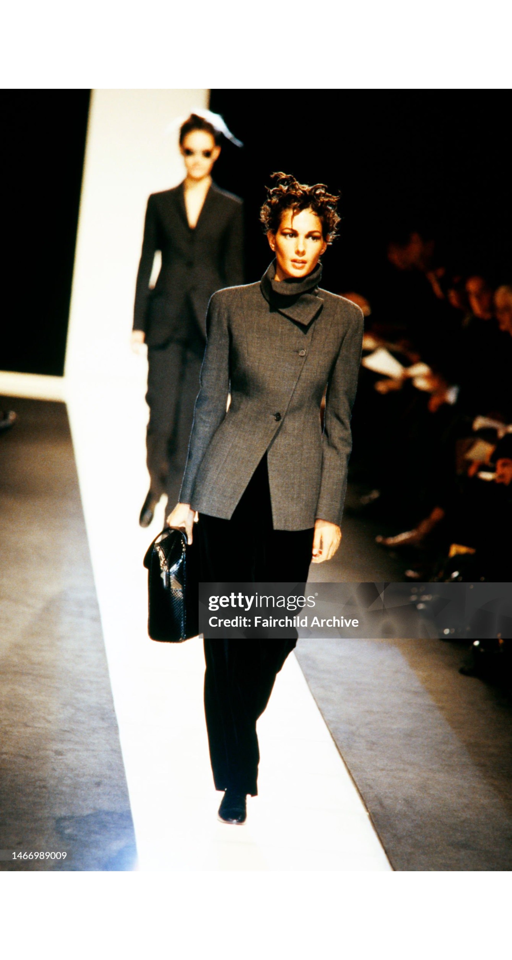 1997-98 F/W Gray Wool Asymmetrical Maxi Skirt Suit