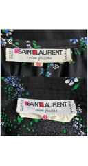1977 S/S Blue & Black Floral Print Silk Peasant Set