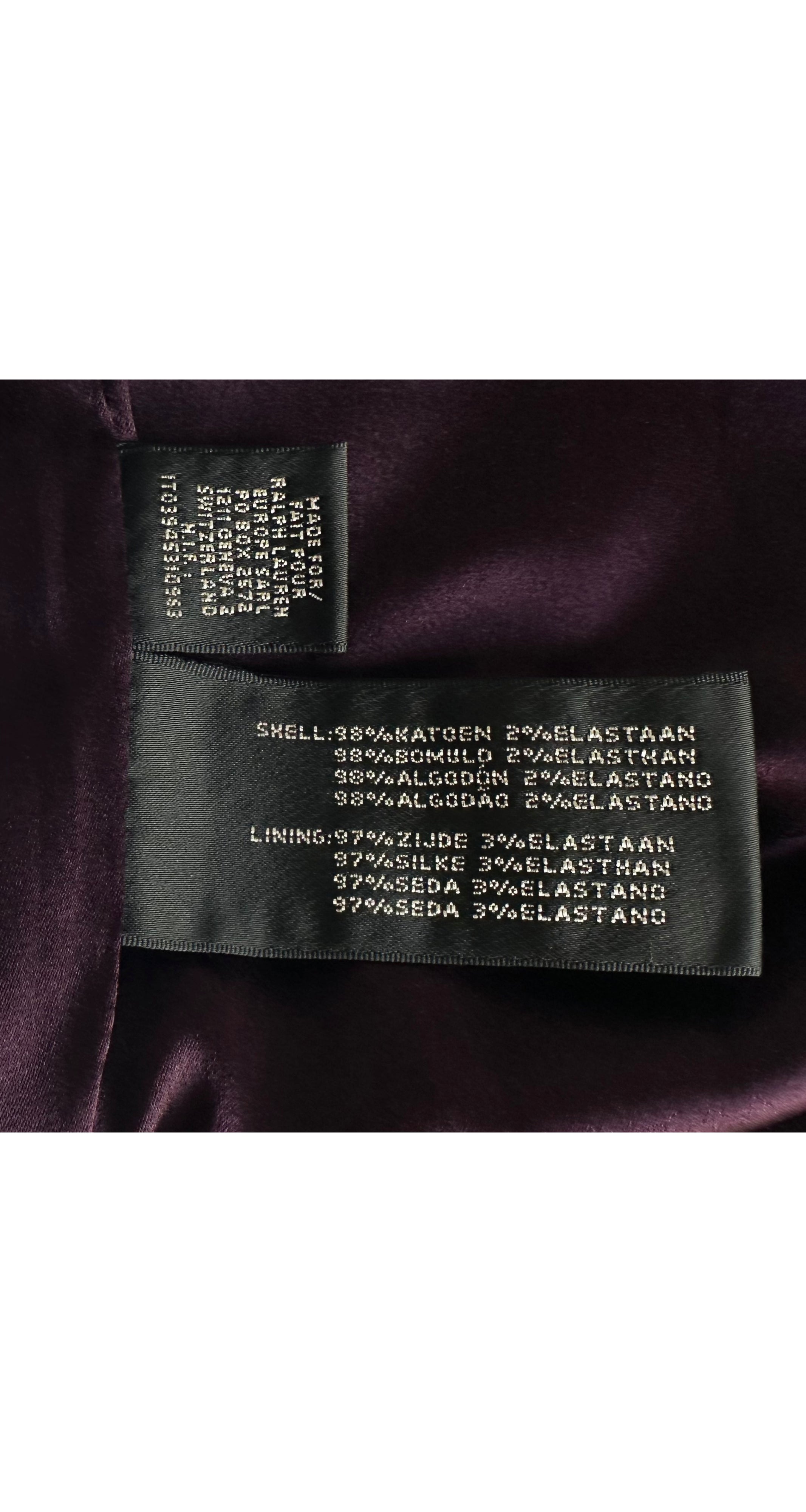 2000s Dark Purple Cotton Velvet Flared Trousers