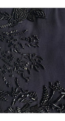 2010s Embellished Navy Crepe Draped Back Evening Gown
