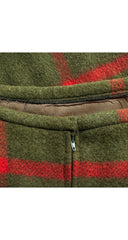 1970s Olive Green Plaid Wool Cape & Skirt Set