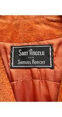 1970s Burnt Orange Suede & Leather Horn Toggle Jacket