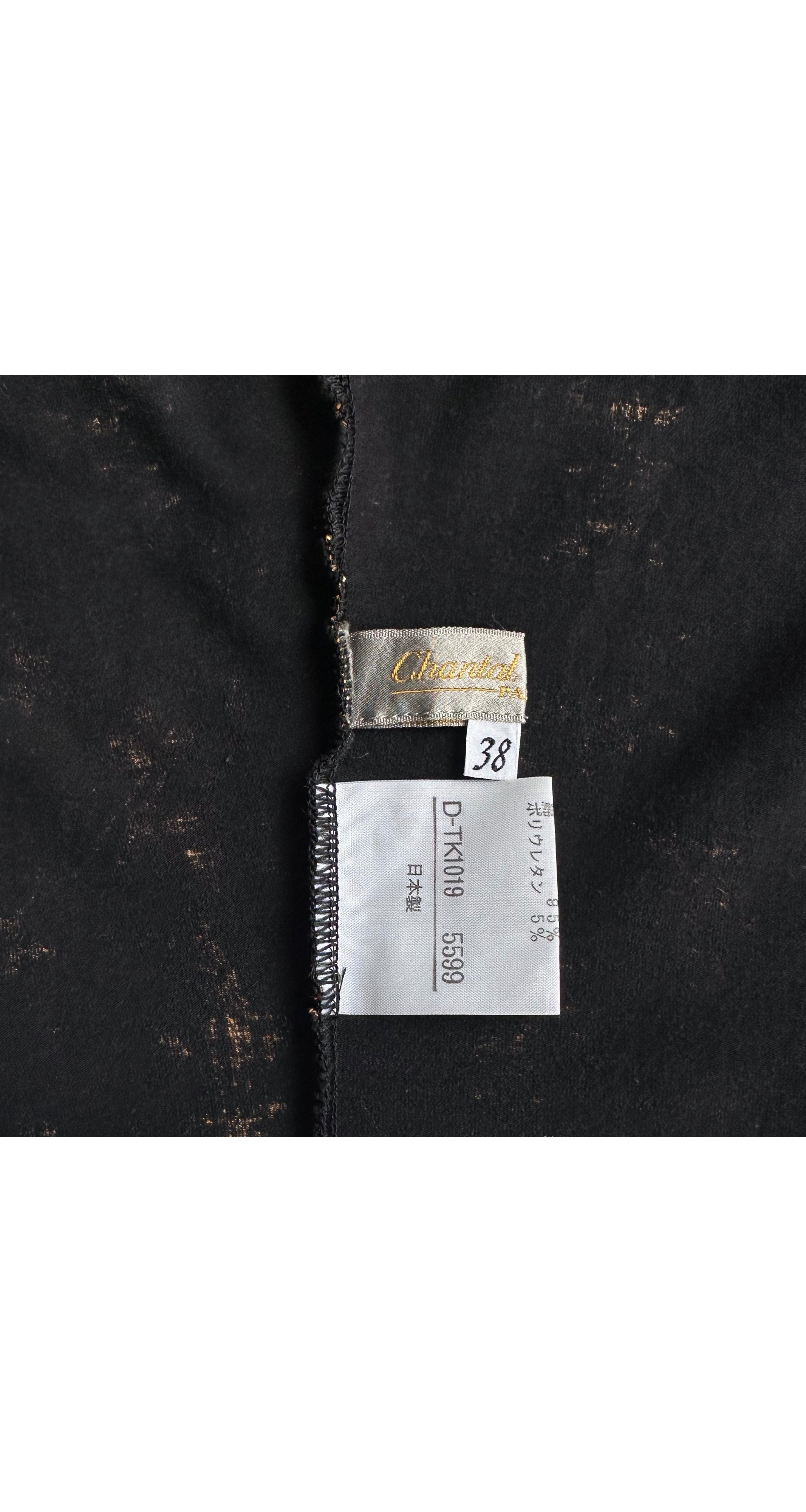 1980s Neoclassical Print Gold & Black Cotton Jersey Skirt Set
