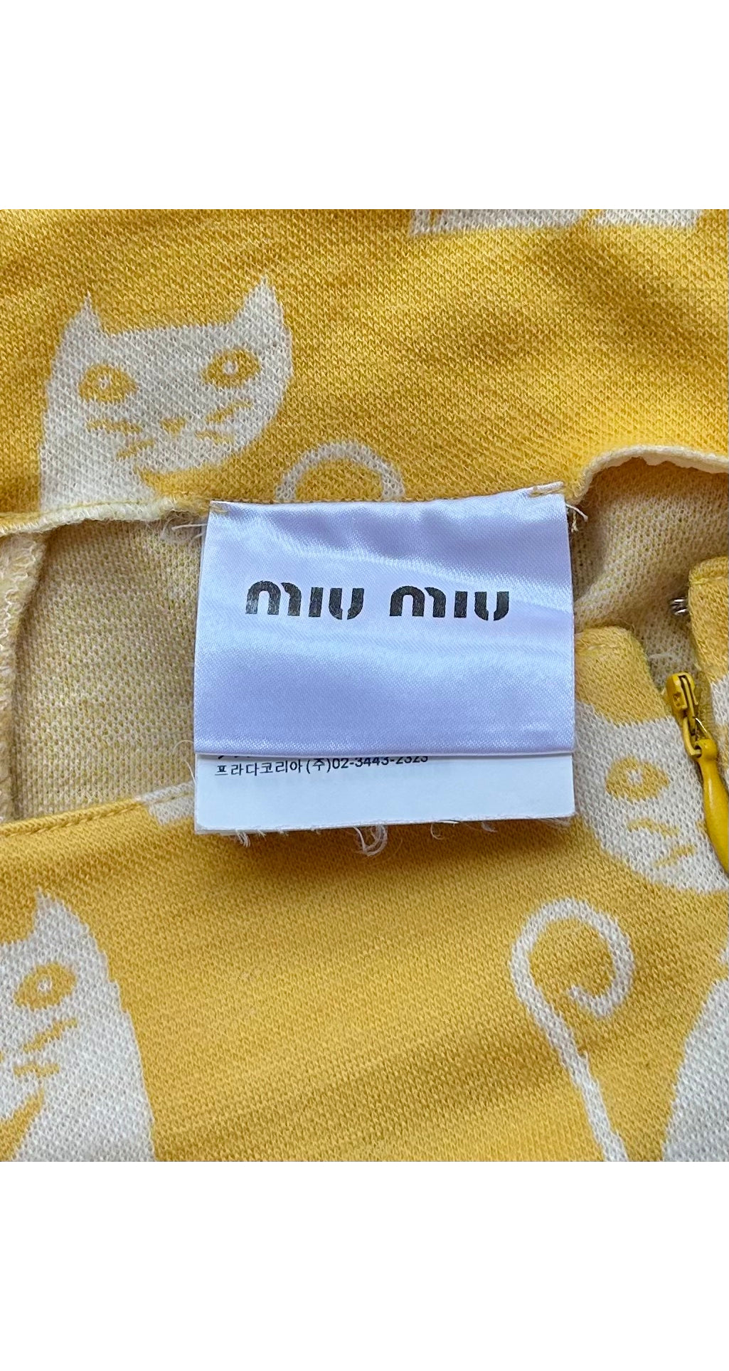 2017-18 F/W Intarsia Cat Print Yellow Wool Jersey Pants