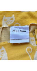 2017-18 F/W Intarsia Cat Print Yellow Wool Jersey Pants