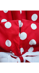 1980s Red & White Polka Dot Cotton Strapless Party Dress
