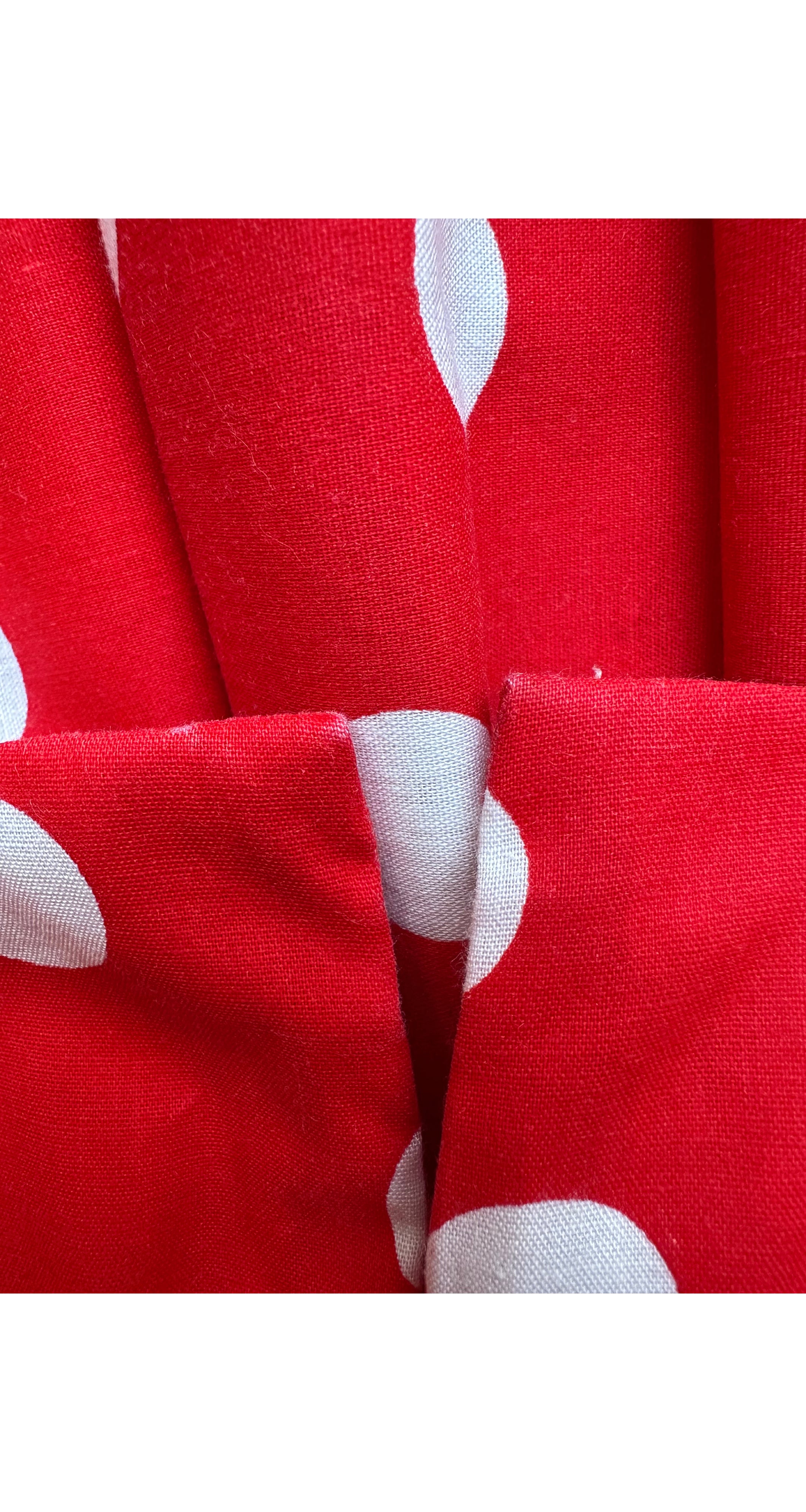 1980s Red & White Polka Dot Cotton Strapless Party Dress