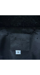 1990s Black Wool Bouclé Contrast Trim Cropped Jacket