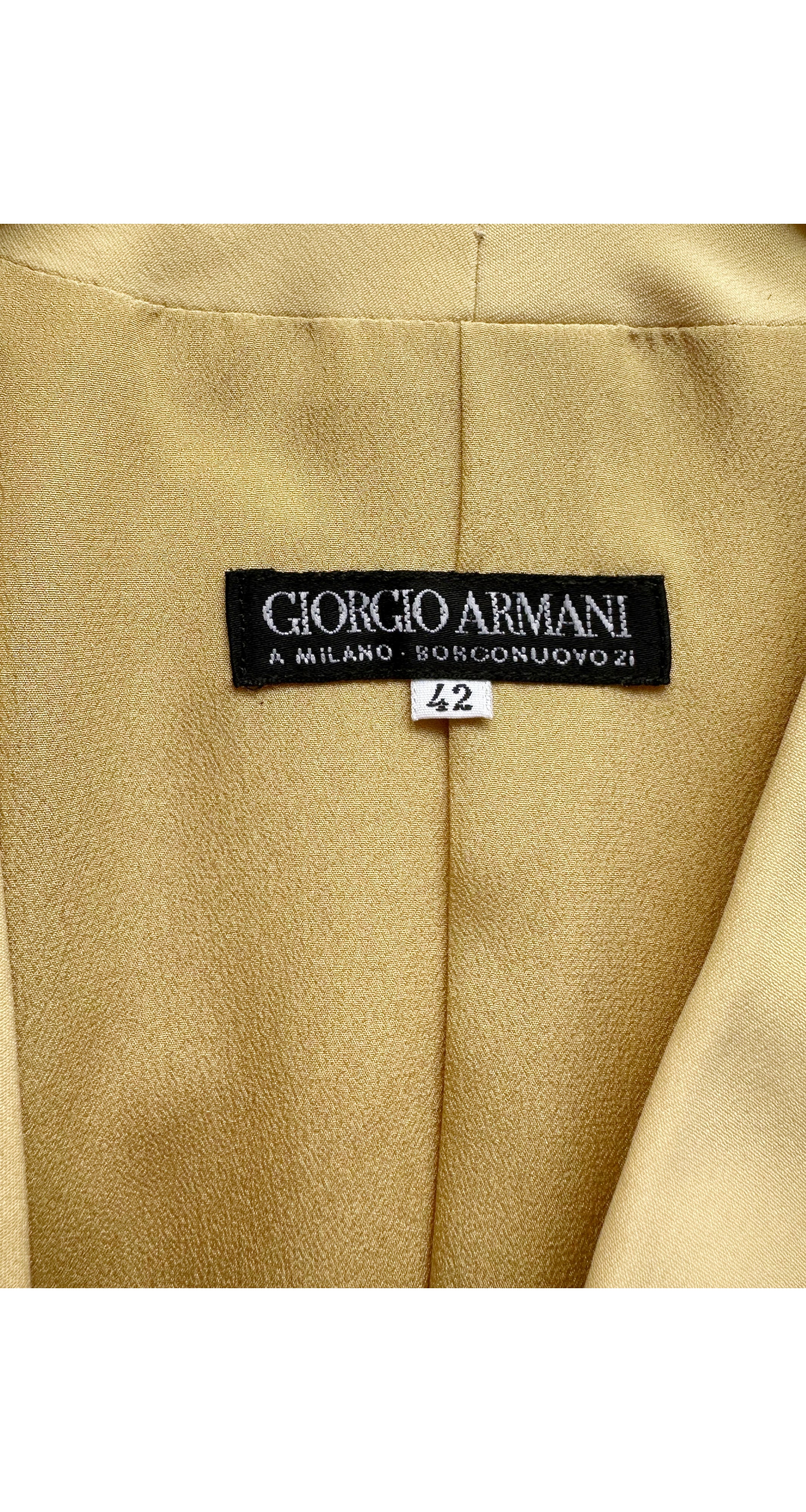 1993 S/S Butter Yellow Silk Layered Shawl Collar Blazer