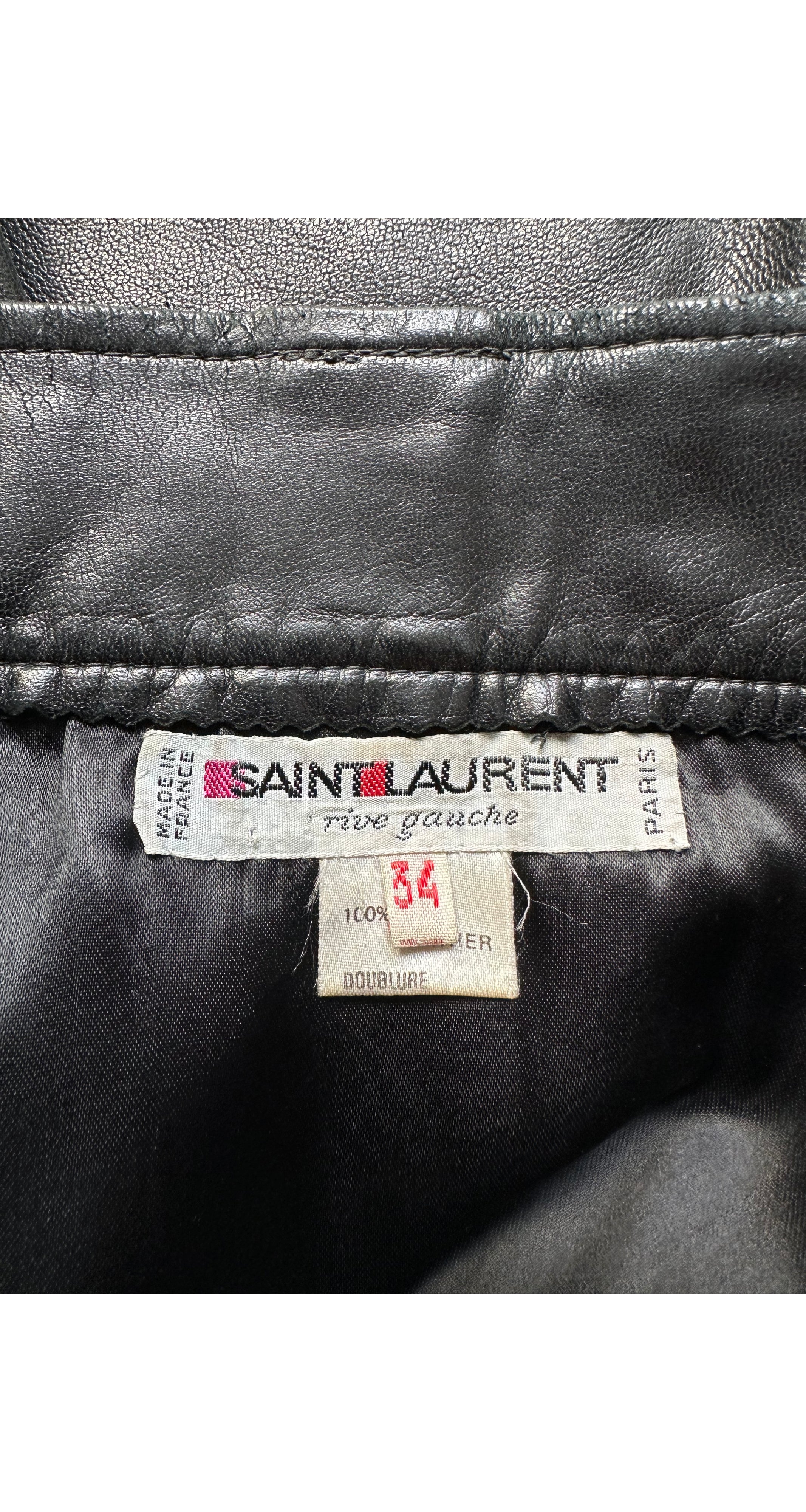 1987 S/S Black Leather High-Waisted Mini Skirt