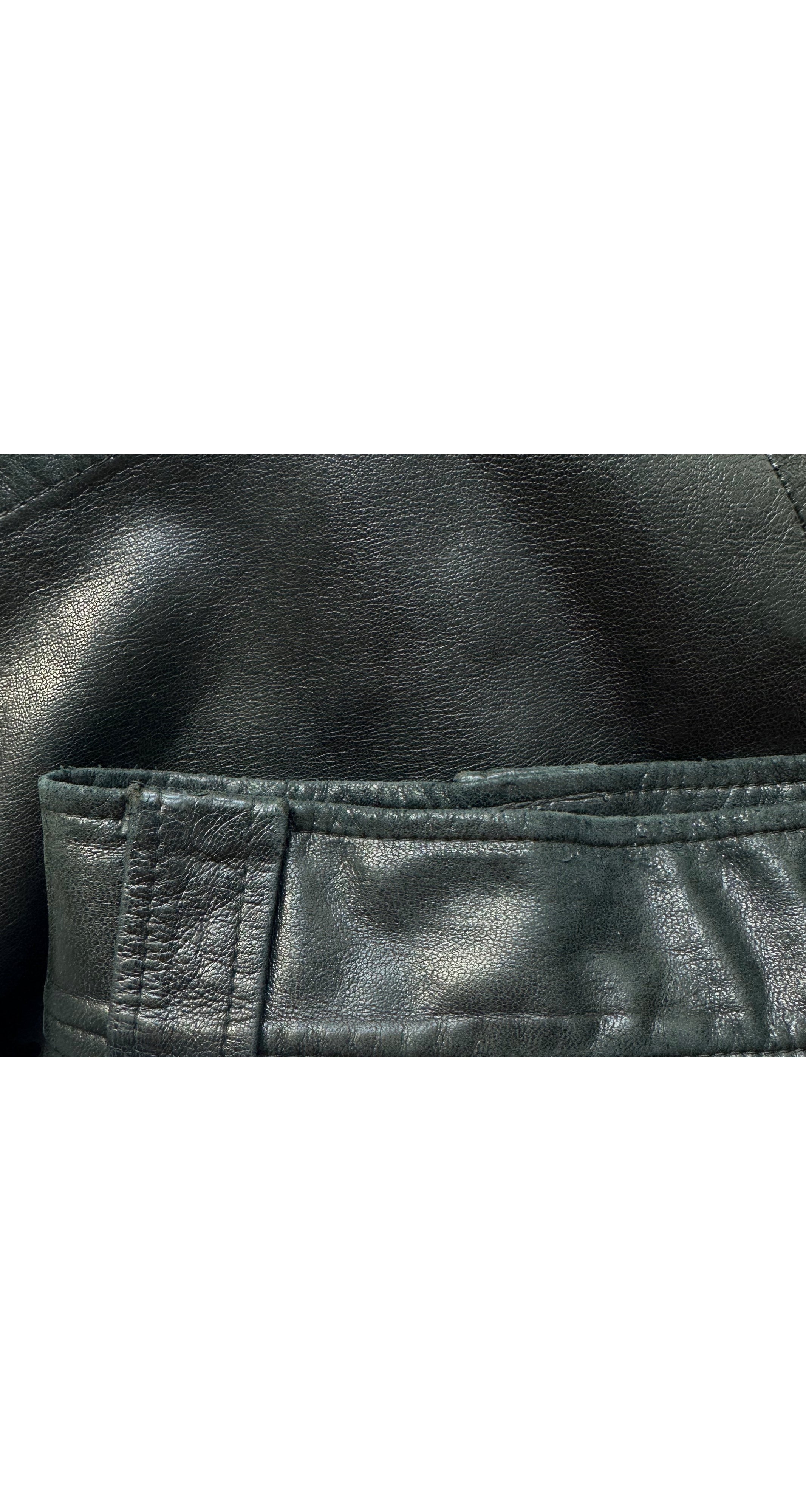 1987 S/S Black Leather High-Waisted Mini Skirt