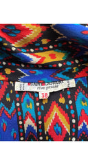 1980-81 F/W Ikat Print Silk Tie-Neck Blouse