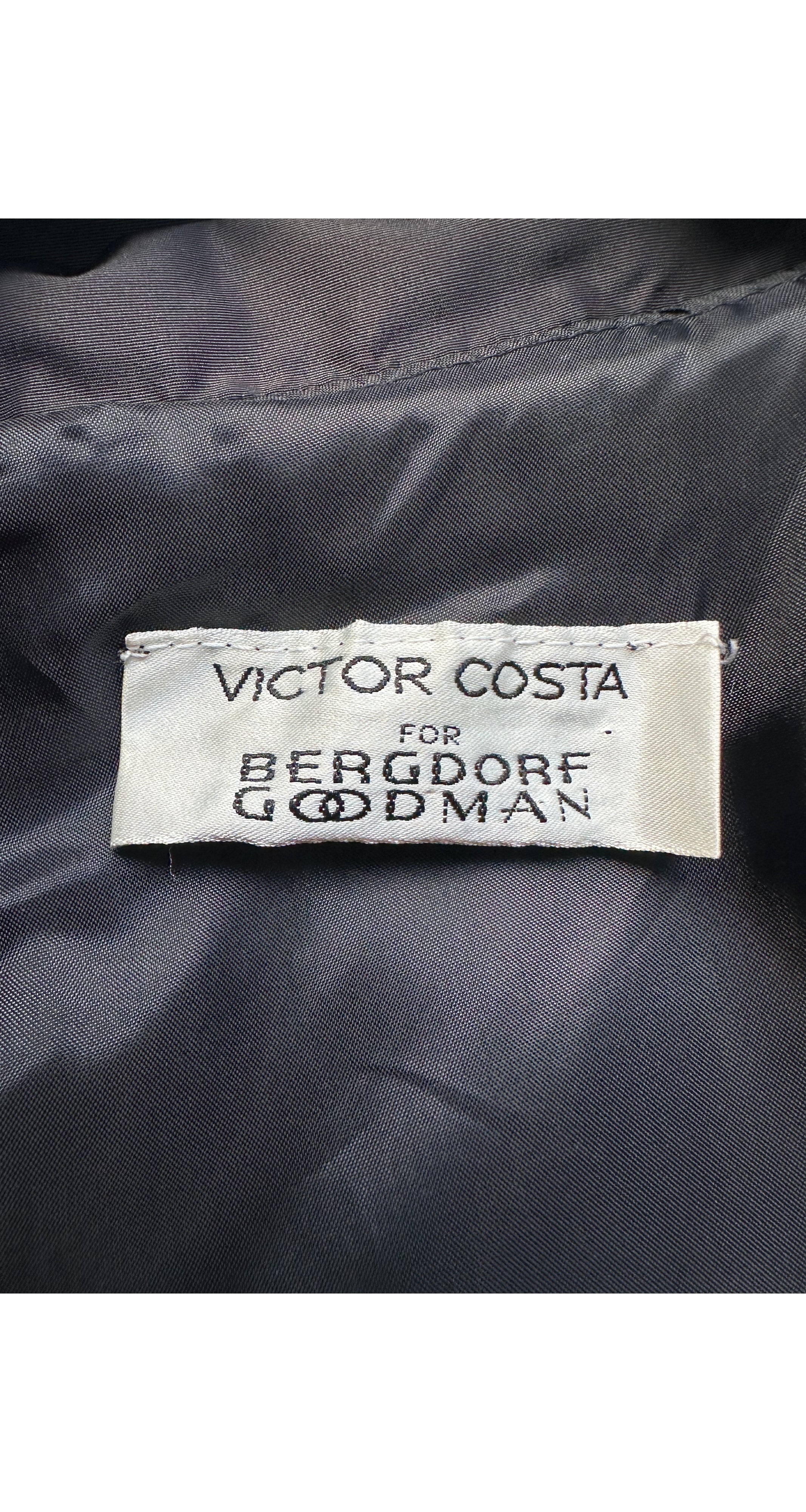 1980s Black Taffeta Shawl Collar Cocktail Dress